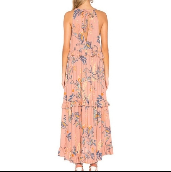 Free People BOHO printed pink blue floral Anita maxi sundress sleeveless.MEDIUM - Picture 6 of 13